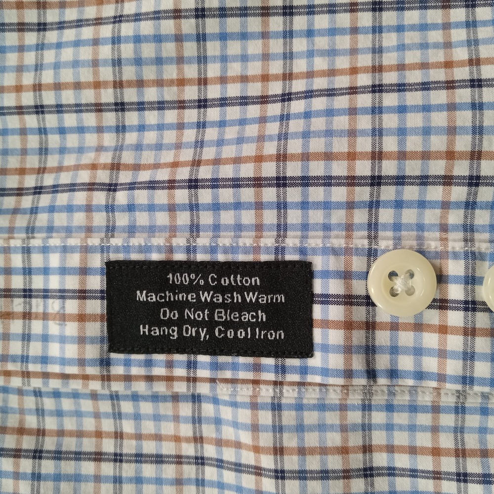 David Donahue Long Sleeve Button Up Shirt Men's 34/35 Blue - Picture 6 of 10